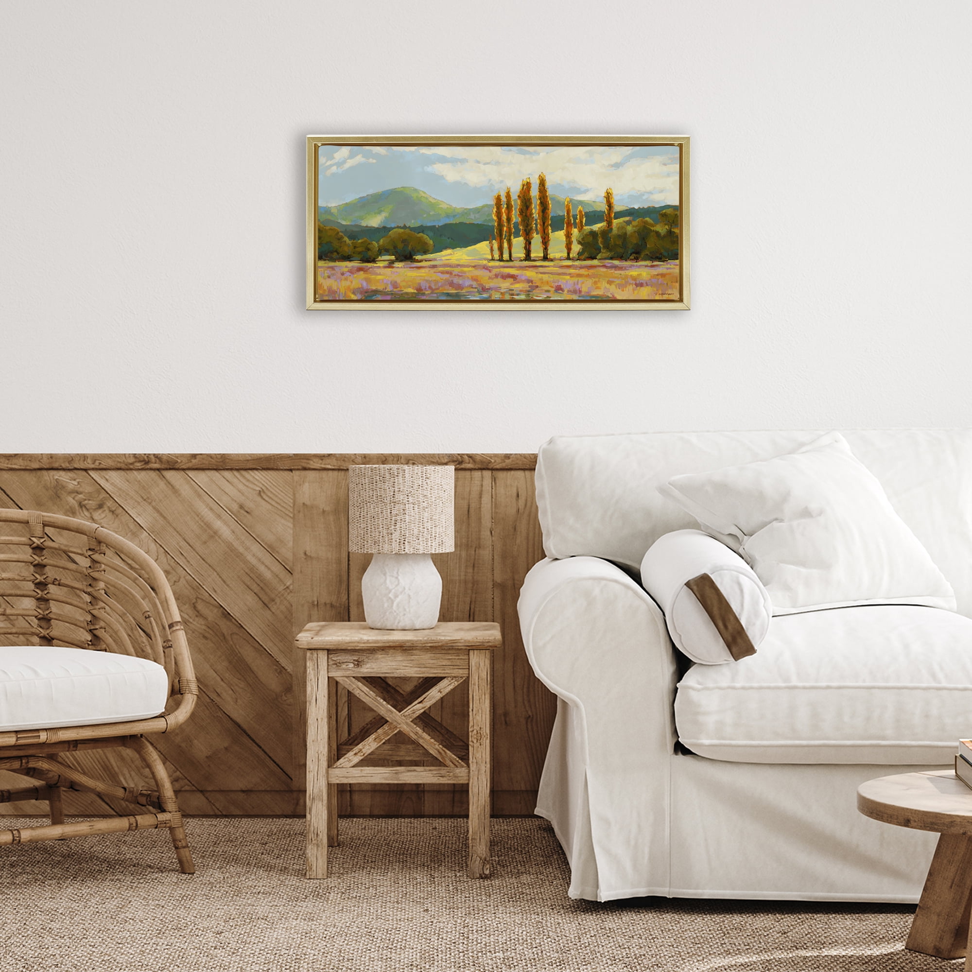 Stupell Industries Vast Subdued Countryside Gold Framed Floater Canvas Wall Art, design by Trevor Copenhaver