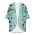 thumbnail image 3 of DJskiyers 3/4 Sleeve Cardigan for Women Lightweight Chiffon Bloses Print Kimono Cardigans Short Sleeve Loose Cover up Summer Blouse Top, 3 of 5
