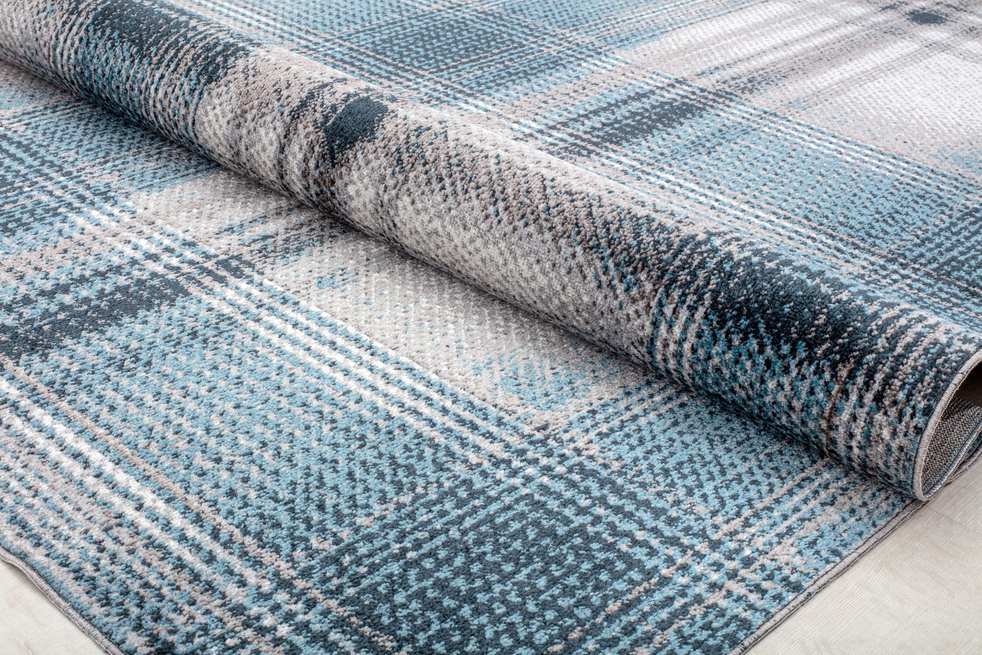 Rugs America Jaelyn JD50A Baltic Rapids Plaid Contemporary Blue Area Rug, 2'6" x 8'