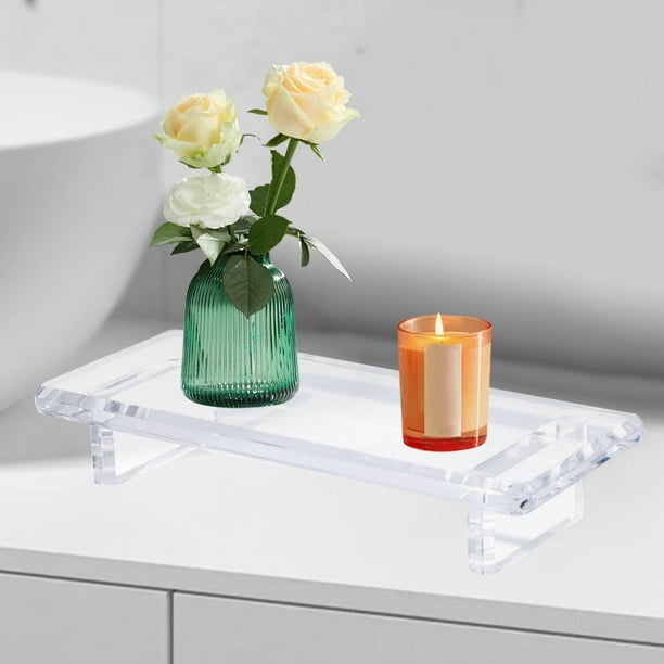 Bandeja de tocador para baño, base de exhibición de acrílico rectangular, transparente, organizador compacto para tocador, decoración de cocina estilo