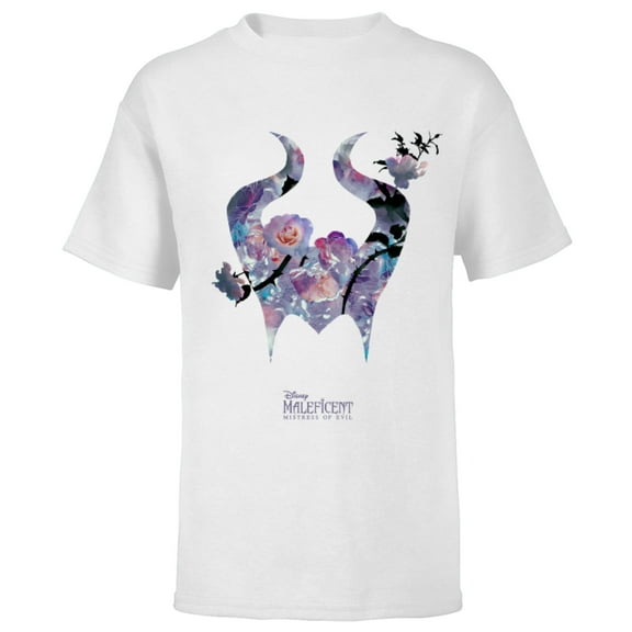Disney Maleficent: Mistress of Evil Floral Horns - Short Sleeve T-Shirt for Kids -Customized-White