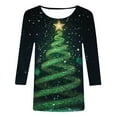 thumbnail image 4 of Fiaer Women T Shirts Shine Christmas Tree Trendy Tshirts 3/4 Sleeve Crew Neck Oversized Loose Fit Xmas Tops Light Green XL, 4 of 4