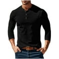 thumbnail image 2 of Zylanna Men's Long Sleeve T-Shirts, Fleece Lined Homewear Solid Color Crew Neck Casual Tops for Men Black, 2 of 8