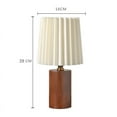 thumbnail image 7 of Nordic Medieval Style Desk Lamp Bedside Bamboo Wood Base Pleated Atmosphere Night Light Restaurant Coffee Table Decorative Lamp (White,USB warm white), 7 of 7