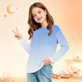 thumbnail image 3 of Abcomgle Girls Long Sleeve Shirts 10-12 Crewneck Fall T Shirts for Girls Trendy Basic Girls Tops Trendy Gradient Blouses for Girls with Pocket, 3 of 5