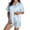 Sky Blue, variant on Wang6 Women's Satin Pajamas Sets with Shorts 2 Pieces Plus Size Pjs Sets Soft Short Sleeve V Neck Button Shirts Shorts Loose Fit Cute Printed Sleepwear Loungewear Sets Sky Blue XL