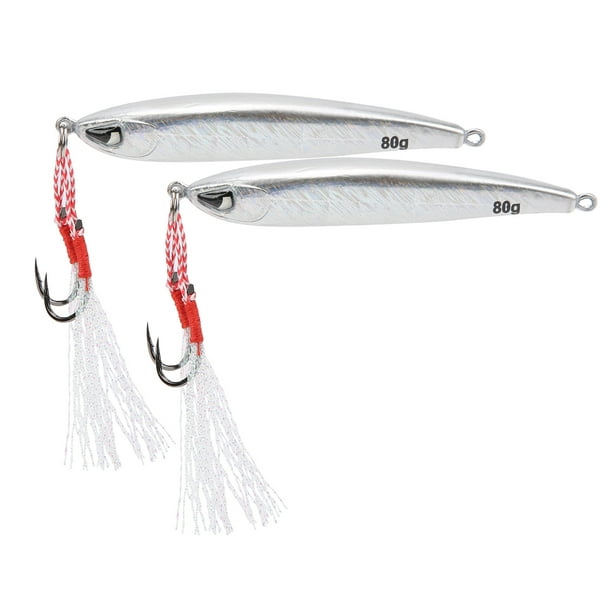 Wobbler Fishing Lures, Fishing Lures Stainless Steel Bait Jig Wobbler Lure  2Pcs With Double Hook For Bass Pike Fishing Silver 