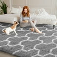 thumbnail image 5 of KIXINWA Ultra Soft Area Rug for Bedroom, 4x6 Grey and White Geometric Pattern Washable Fluffy Shag Rug for Living Room, Plush Non Slip Carpet for Indoor Floor Nursery Kids Dorm Home Decor Aesthetic, 5 of 5