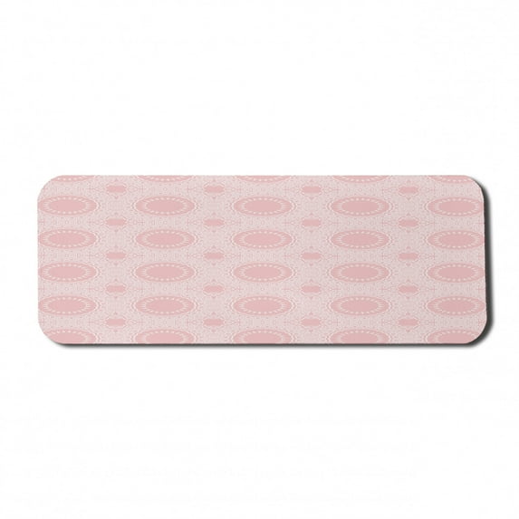 Pastel Computer Mouse Pad, Traditional Ottoman Mosaic Pattern Moroccan Oriental Folk Design, Rectangle Non-Slip Rubber Mousepad Large, 31" x 12" Gaming Size, Baby Pink and White, by Ambesonne