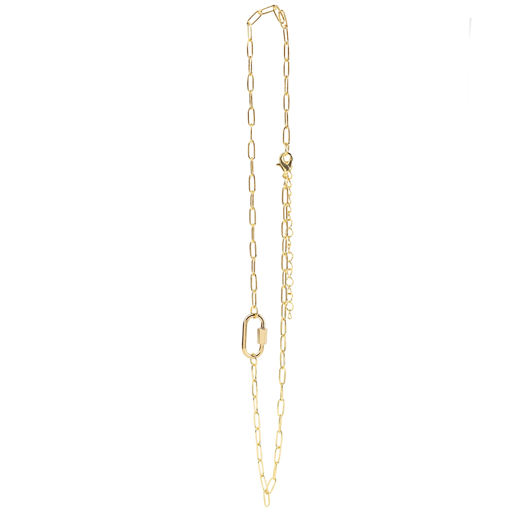 (1 pack) Cousin DIY Gold Paperclip Chain with Carabiner Pendant, 18"+3" Extender, Metal, Adult, 69995780