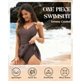 thumbnail image 3 of Zando Full Coverage One Piece Swimsuit for Women 2026 Tummy Control Bathing Suit with Metal Tie Knot Swim Dress Brown 2XL, 3 of 7