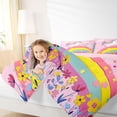 thumbnail image 3 of Manfei Dreamy Unicorn Pattern Twin Comforter Sets,Kawaii Flowers Bedding Set,Pink,Pink Reversible,2-Piece,1 Comforter and 1 Pillowcase, 3 of 7