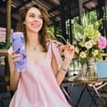thumbnail image 2 of Butterfly Tumbler With Lid and Straw 20 oz Insulated Purple Butterfly Tumbler Stainless Steel Butterfly Skinny Tumbler Water Bottle Travel Mug Wine Cups Gifts for Women, 2 of 3