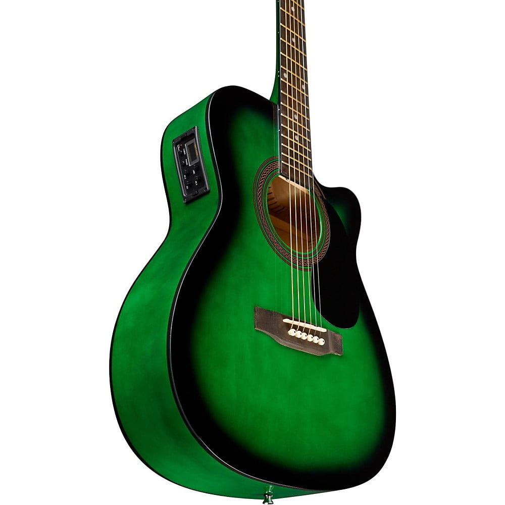 Rogue RA-090 Concert Cutaway Acoustic-Electric Guitar Green Blue Burst