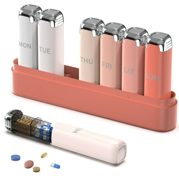 Pill Organizer 3X a Day – Weekly Pill Organizer,Detachable Pill Box 7 Day,Travel Daily Pill Case Organizer,Vitamin Organizer& Supplement Organizer for Daily Meds & Supplements,Cute Pink