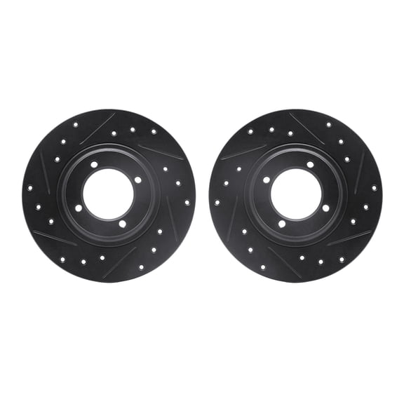 Dynamic Friction Company Front Brake Rotors-Drilled and Slotted-Black 8002-76087
