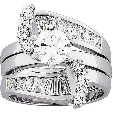 3.1 Carat T.G.W Fancy CZ Sterling Silver Bridal Set