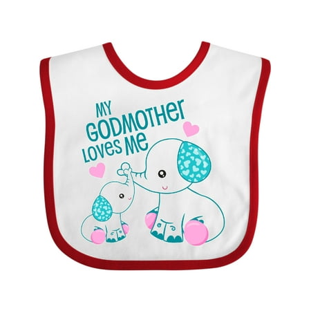 

Inktastic My Godmother Loves Me-cute Elephants Gift Baby Boy or Baby Girl Bib