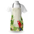 thumbnail image 3 of Parrot Apron Tropic Flowers and African Parrot in Summer Garden Wooden Wall Ferns Artwork, Unisex Kitchen Bib Apron with Adjustable Neck for Cooking Baking Gardening, Cream Green Red, by Ambesonne, 3 of 3