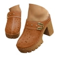 thumbnail image 3 of HSMQHJWE Sabots à Plateforme pour Femmes Mules Sandales à Talons Hauts Bout Rond Mules à Enfiler Talons Cloutés pour Femmes Chaussures Décontractées Confortables, 3 of 8