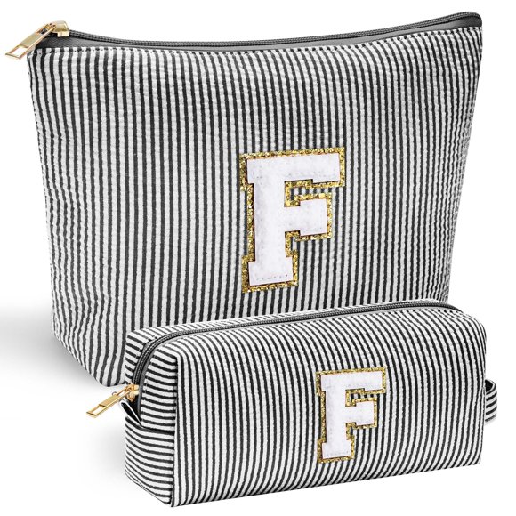 Regalos YOOLIFE para niñas: Bolsa de maquillaje personalizada - Cumpleaños 7-16, Inicial, Negro