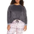 thumbnail image 1 of P.J. Salvage Womens Solid Pajama Sweatshirt Top, slate, Plus Size, 1X, 1 of 1