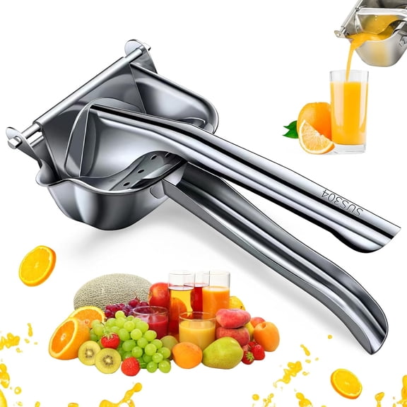 upgrade stainless steel juicer handheld hand held metal squeezer manual citrus squeeze orange lemon fruit juice cold press (1 Pack)