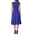 thumbnail image 3 of Allegra K Women's Crewneck Cap Sleeve Zipper Work Office Elegant A-Line Midi Dresses XS Royal Blue, 3 of 6