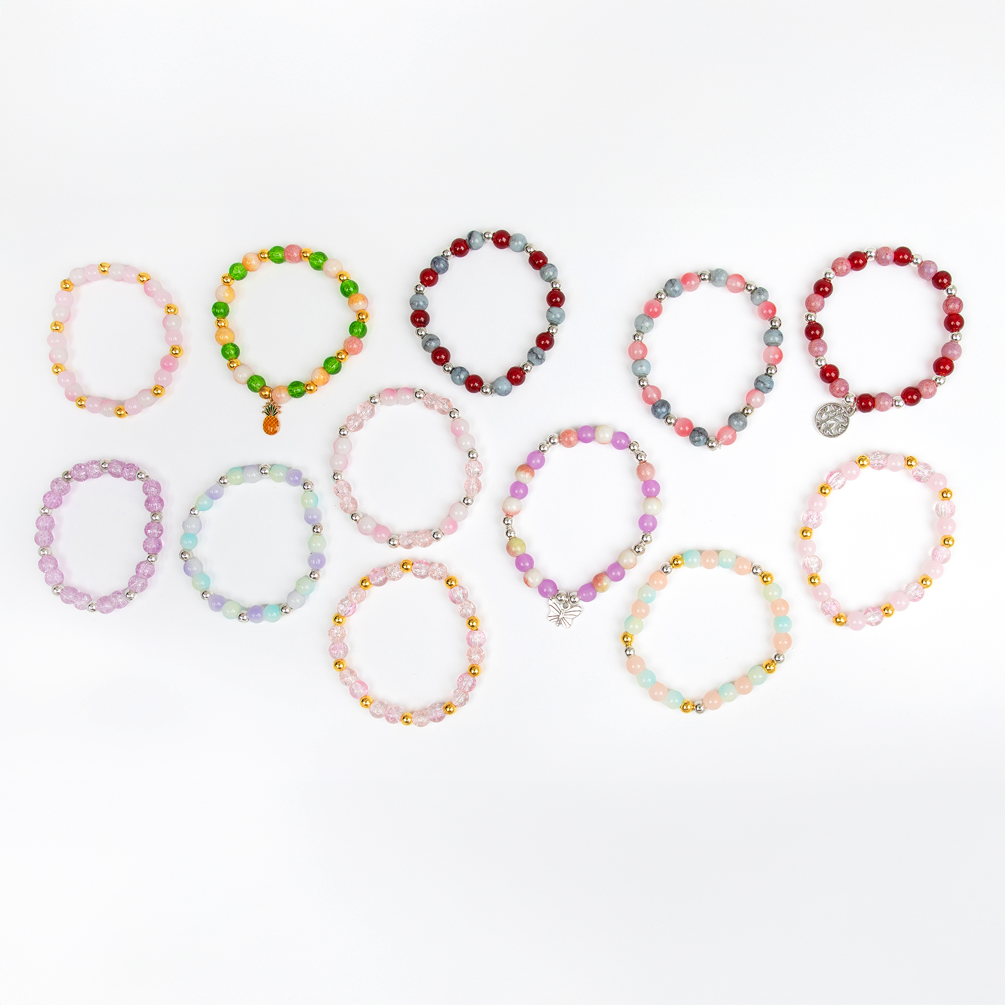 Cousin DIY Charm Bracelet Making Kit with Marble Beads and Fruit Charms, 493-Piece Jewelry Making Kit