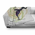 thumbnail image 3 of Hip Hop Soft Flannel Fleece Blanket, Breakdancer on Single Hand Stand Silhouette with Spiral Form Ornaments Themed Print, Cozy Plush for Indoor and Outdoor Use, 50" x 70", Multicolor, by Ambesonne, 3 of 6