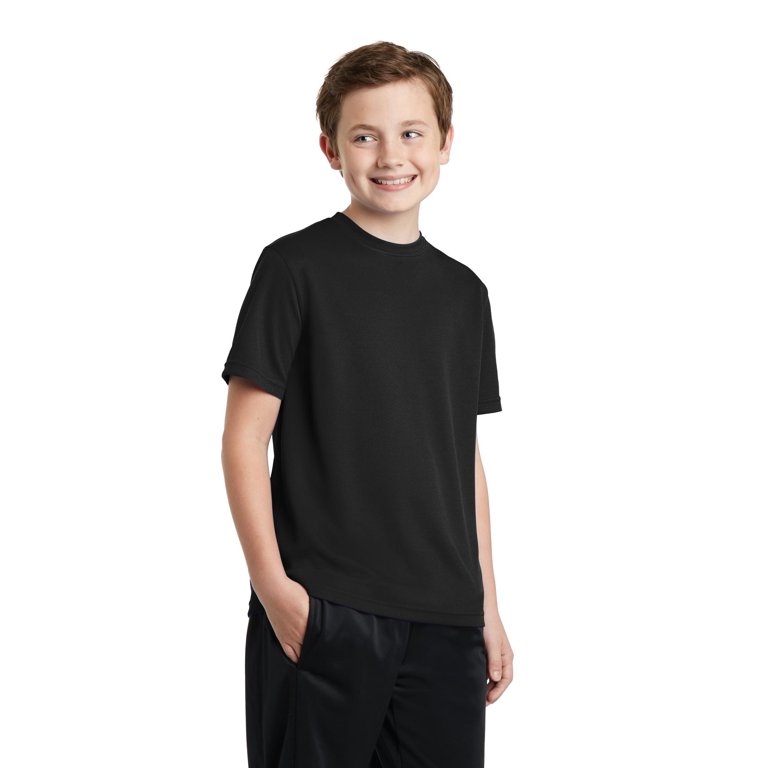 Sport Tek Teen Unisex Regular Plain Short Sleeves T-Shirt Black X-Small