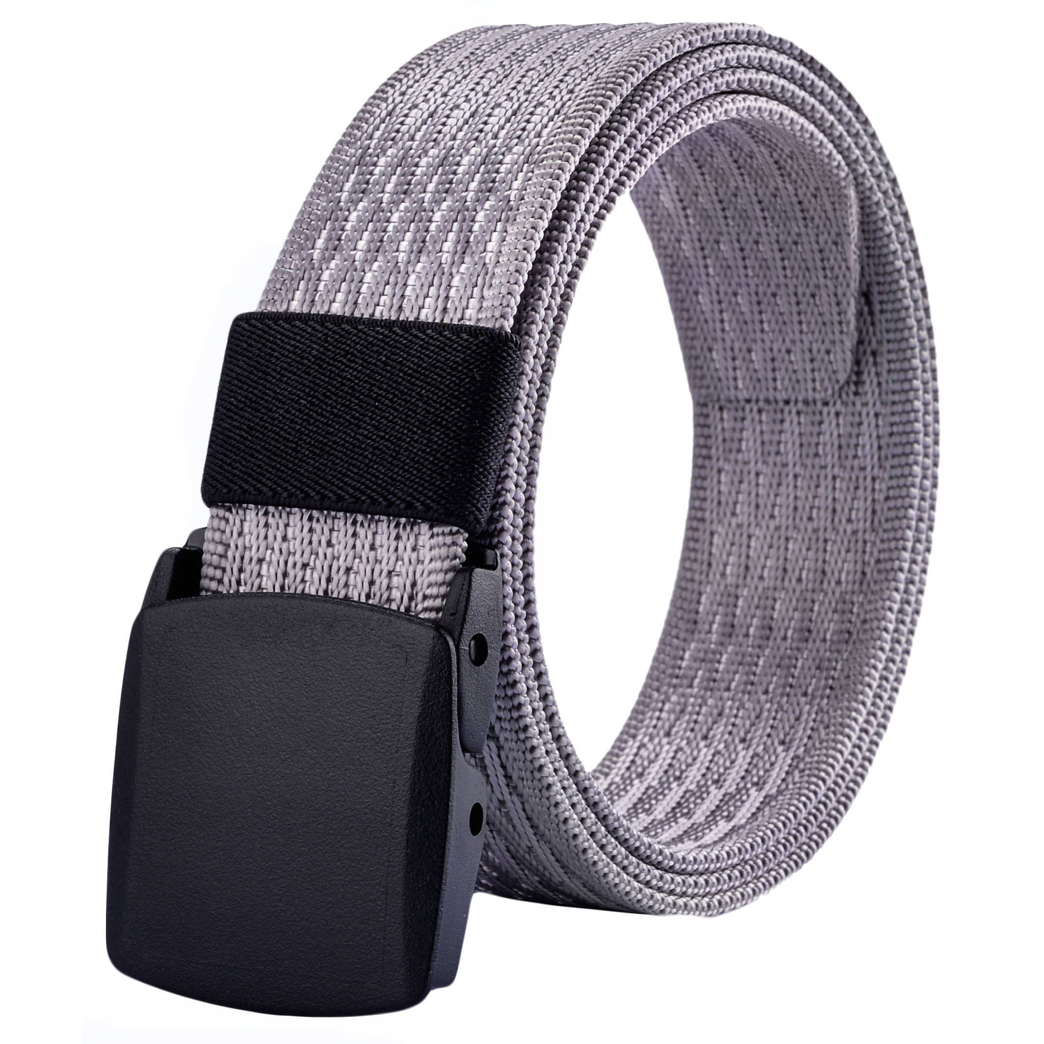 Men's Casual Dress Belt No Metal Parts Plastic Buckle Quick Security