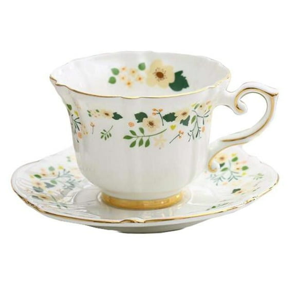 7.4 oz Floral European Style Tea Cup & Saucer Set for Afternoon Tea, Multi Color