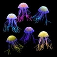 thumbnail image 1 of Adornos artificiales para acuario de medusas de 6 piezas, decoración para acuario, decoración de silicona artificial con efecto brillante para pecera, paisaje para acuario, 1 of 5
