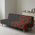 thumbnail image 2 of Yuyamidu Christmas Futon Cover Armless Sofa Covers Poinsettia Stretch Futon Couch Cover Easy to Install Sofa Bed Slipcover Protector Gift for Holiday, 2 of 8