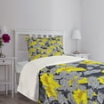 thumbnail image 5 of Ambesonne Floral Quilted Bedspread Set 2 Pcs, Contrast Tones Florets, Twin Size, Yellow and Grey, 5 of 6