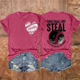 thumbnail image 4 of SDNall Mode Décontractée pour Femmes, T-Shirt à Manches Courtes, Col Rond, Imprimé Double Face, Amour Baseball, 4 of 9