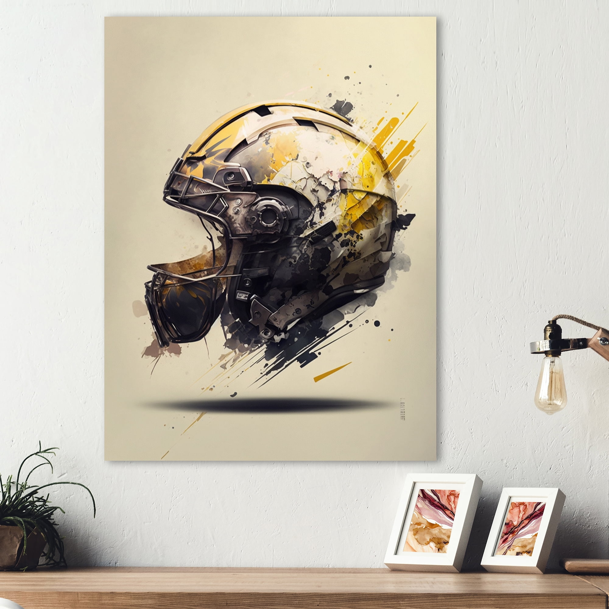 Designart Football Player Helmet II Canvas Wall Art