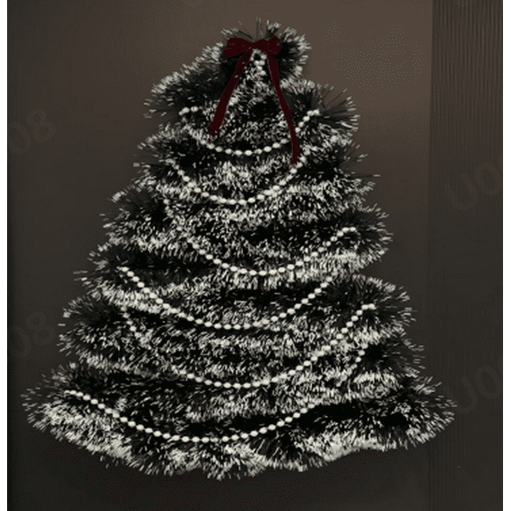 CQCYD Under $5 Christmas Tinsel Garland, Blackish Green Hanging Metallic Twist Garland with White Edge for Xmas Tree Decorations Wedding Party Supplies