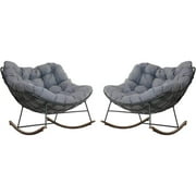 Grand Patio Outdoor 2-Piece Rocking Chairs, Oversized Padded Cushion Rocker for Porch, Gray