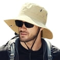 thumbnail image 5 of Tnobhg Men Summer Sun Hat Windproof Strap Wide Brim Anti-UV Sun Protection Foldable Portable Gardening Fishing Travel Cap Outdoor Fisherman Hat, 5 of 8