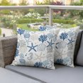 thumbnail image 3 of Outdoor Pillow Covers 24x24 Set of 2, Blue Beige Coastal Waterproof Patio Throw Pillow Covers for Couch Sofa Chair, Summer Beach Starfish Coral Nautical Decorative Pillowcases for Throw Pillows, 3 of 9