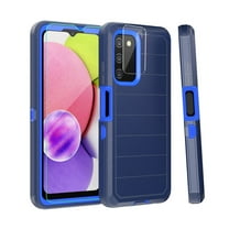 Xhy Samsung Galaxy A03S Case with Screen and Lens Protector Military Grade Full Body Multilayer Drop Shock Protection 3 in 1 Rugged Durable Detachable for Samsung A03S Phone - Dark Blue
