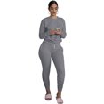 thumbnail image 1 of Ensemble de Manches Longues Solides Fluorescentes Classique Col Rond Serré Haut Plissé Slim-fit Pantalon d'Exercice, 1 of 1