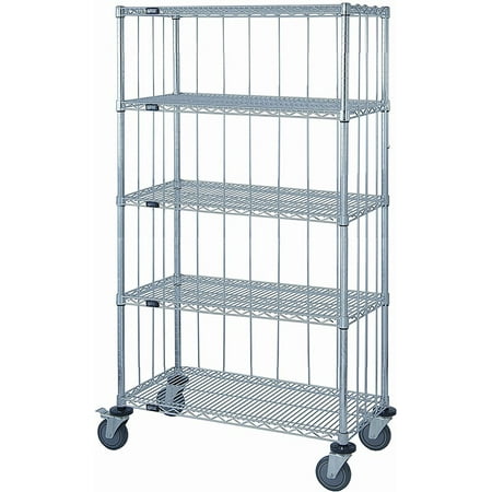 

21 Deep x 36 Wide x 69 High 5 Tier 3 Sided Wire Shelf Truck with Rods