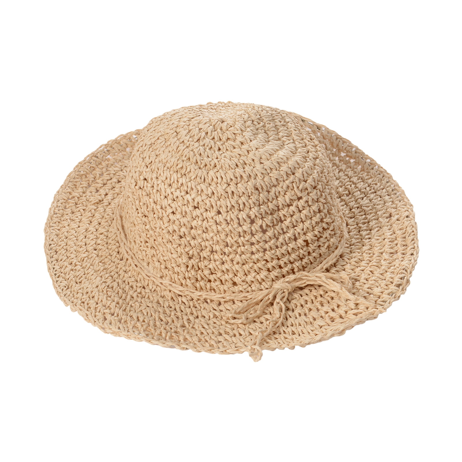 FUNY Girls Large Brim Sunhat Wavy Beach Straw Hat Cute Sun Cap and Hangbag