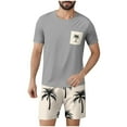 thumbnail image 1 of Ensembles de Pyjamas 2 Pcs pour Hommes Ultra Doux Texturés Costumes Athlétiques Extensibles Col Rond Manches Courtes Chemises Athlétiques Extensibles Séchage Rapide Vêtements de Détente Shorts Ensembles d'Été Hommes 2 Pcs Chemise de Nuit, 1 of 6