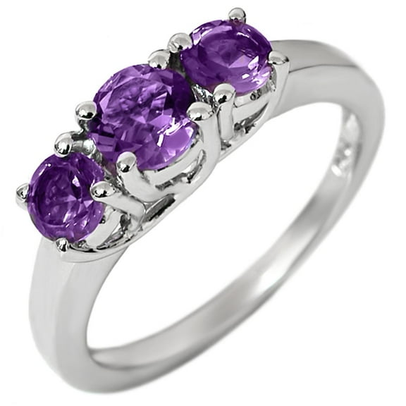 Gem Stone King 925 Sterling Silver Purple Amethyst 3-Stone Ring 1.30 cttw (Size 6)