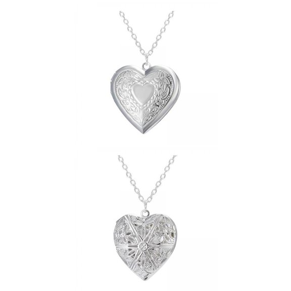 2pcs Photo Locket Necklace Holds Pictures Jewelry for Gift Women