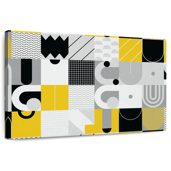 Elephant Stock Abstract Geometric Concept Wall Art - Horizontal Canvas Wall Art - Living Room Wall Decor - Abstract Canvas - Yellow And Black Decor - 12" x 8"